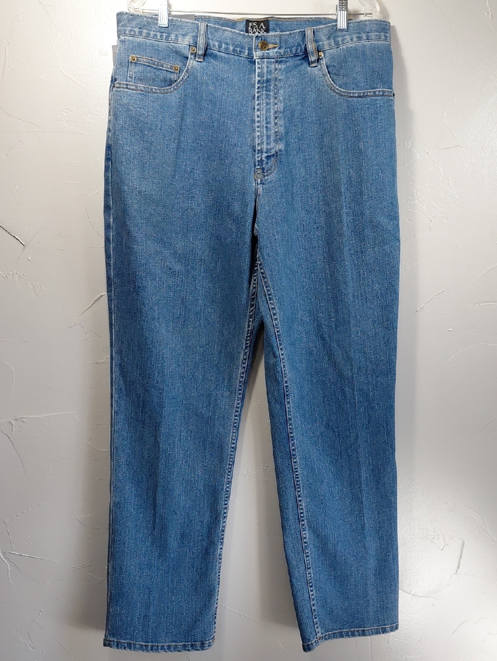 Jos. A. Bank Traveler Denim Straight Leg Jeans Light Blue Men 36W 32L Stays Cool